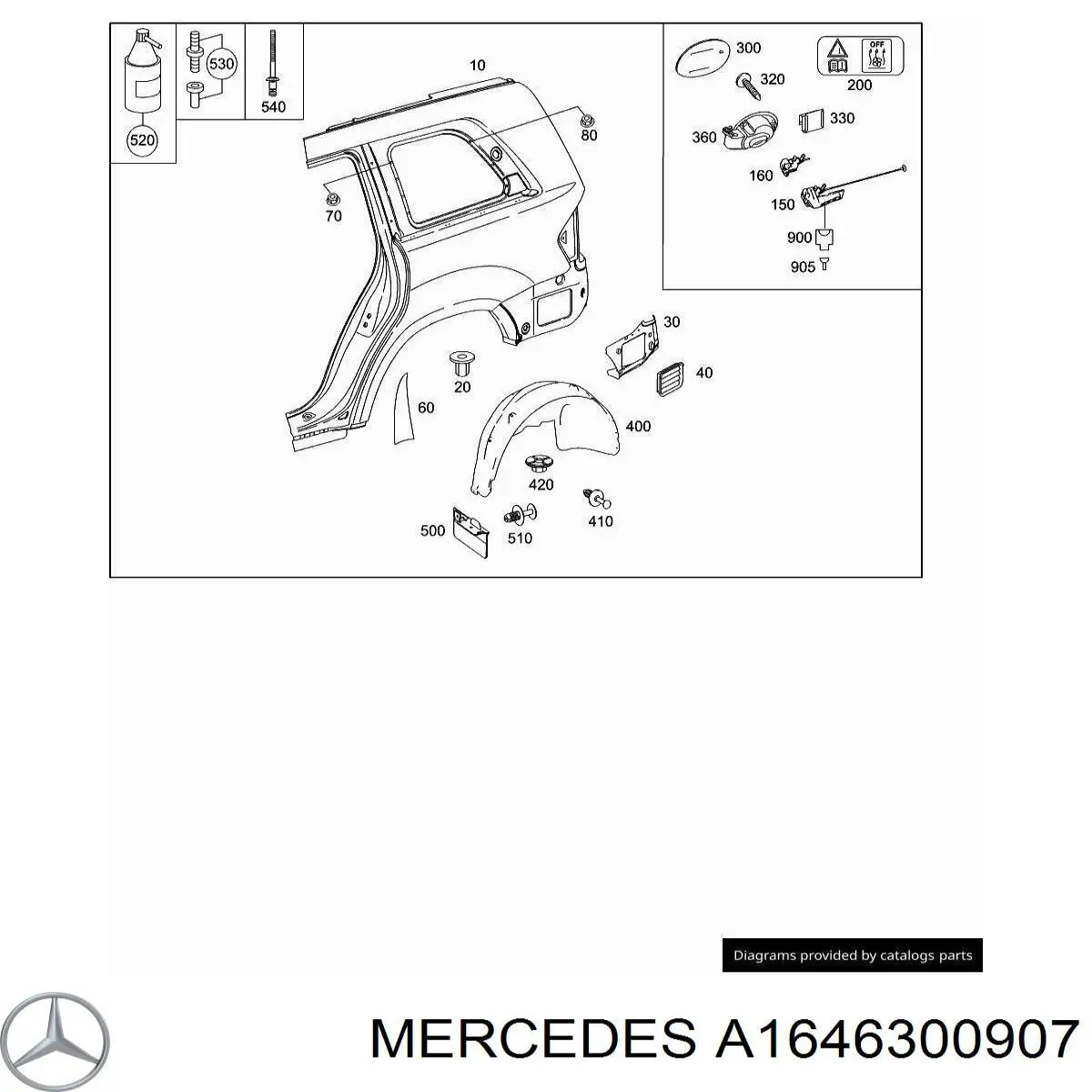  Guardabarros trasero izquierdo para Mercedes GL X164