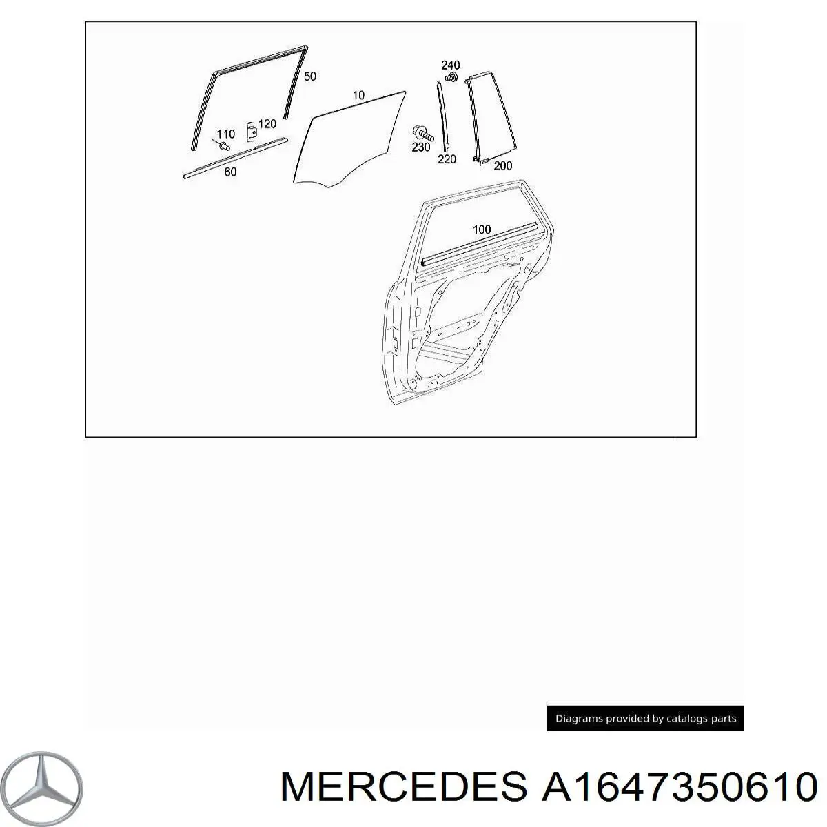  Luna de puerta trasera derecha para Mercedes GL X164