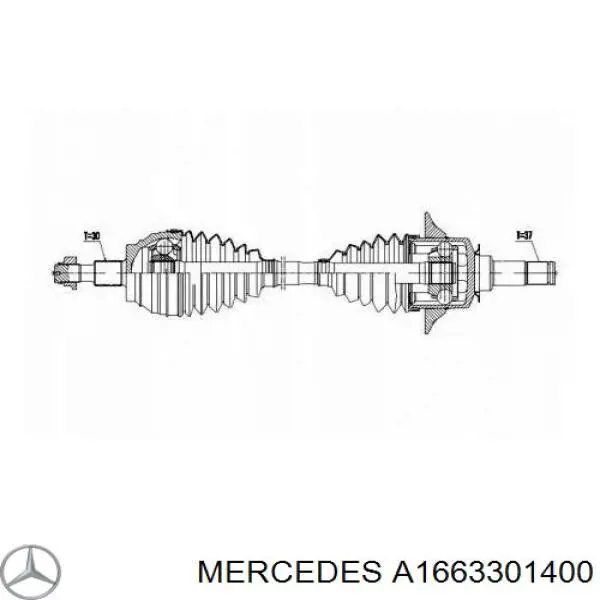 A1663301400 Mercedes árbol de transmisión delantero izquierdo