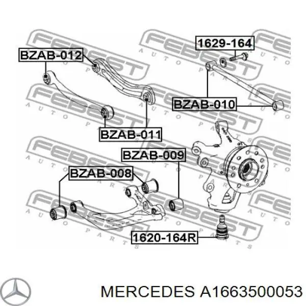 A1663500053 Mercedes brazo de suspension trasera