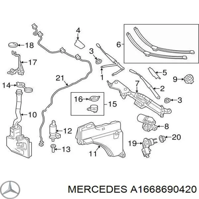  Depósito del agua de lavado, lavado de parabrisas para Mercedes GL X166