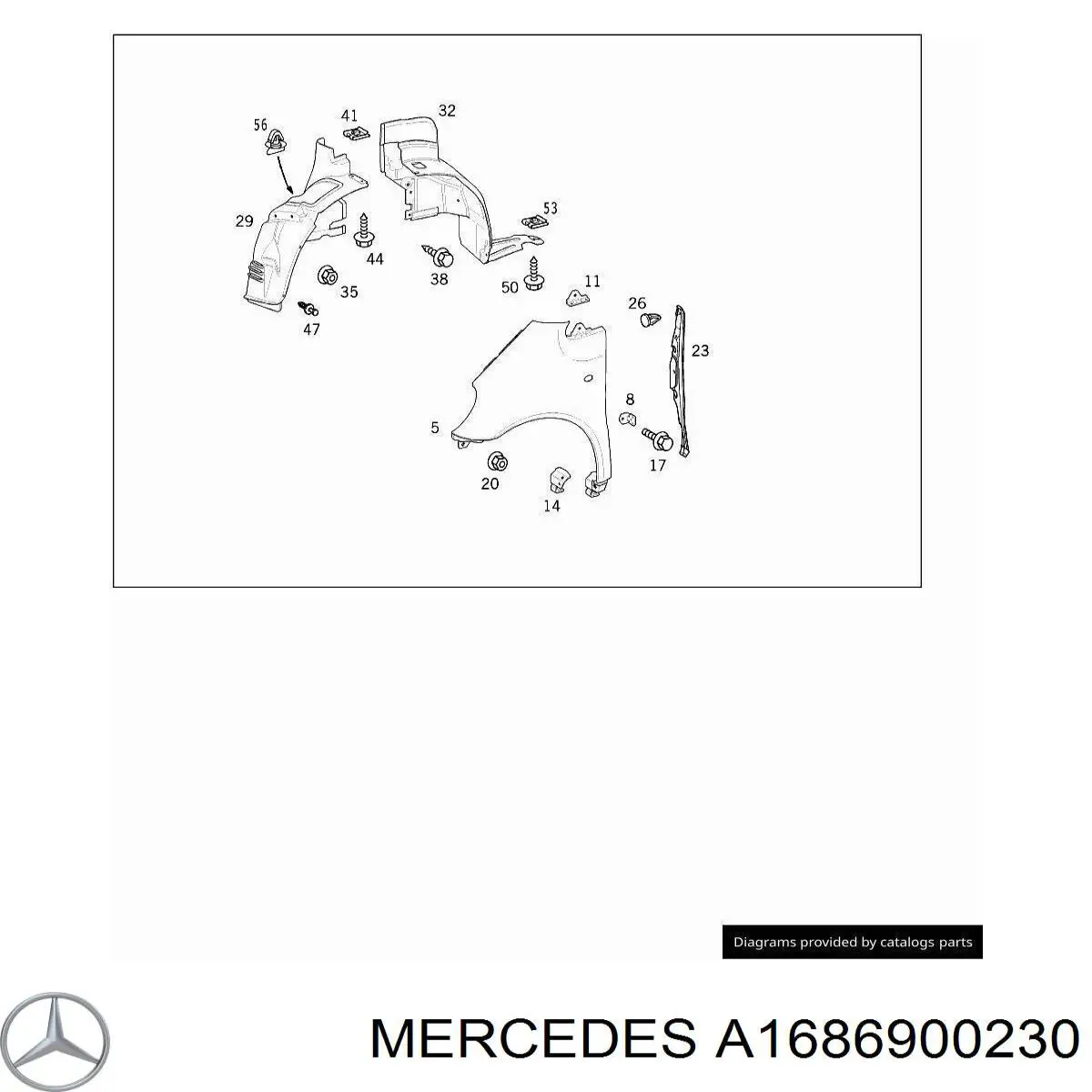  Guardabarros interior, aleta delantera, derecho delantero para Mercedes A W168