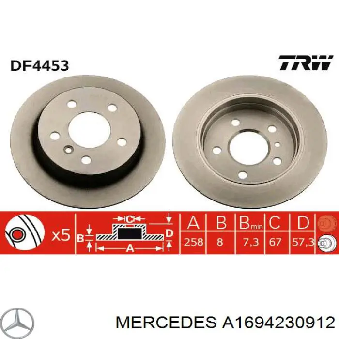 A1694230912 Mercedes disco de freno trasero