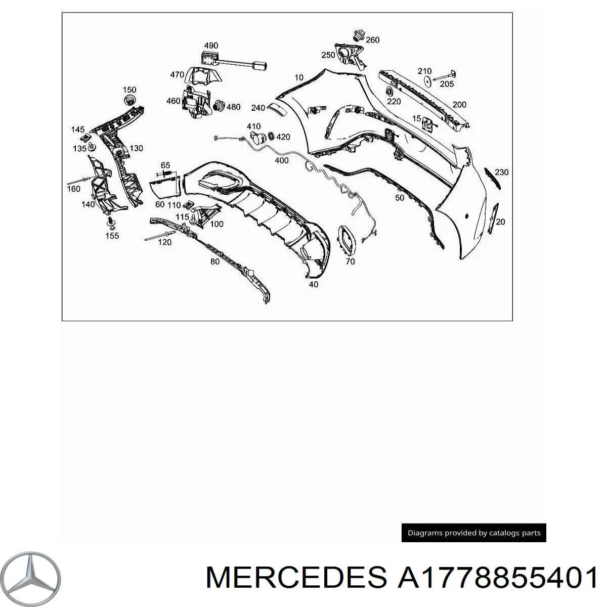  Listón embellecedor/protector, parachoques trasero para Mercedes A W177