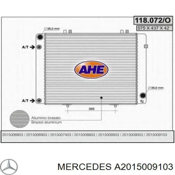 2015009103 Mercedes radiador refrigeración del motor