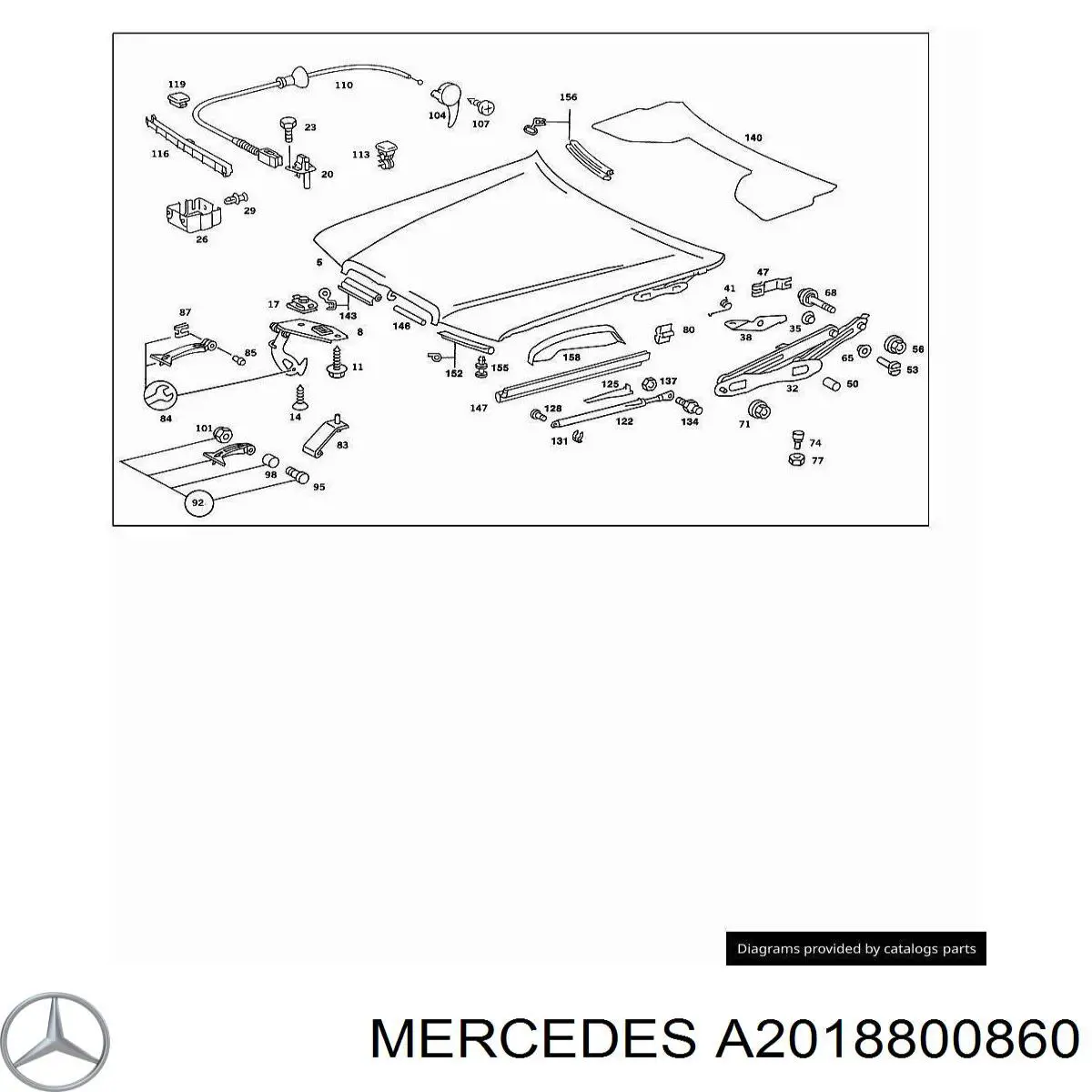  Cerradura del capó de motor para Mercedes C W201