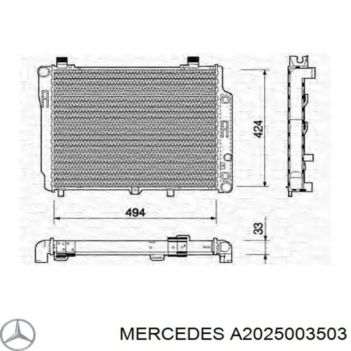 A2025003503 Mercedes radiador refrigeración del motor