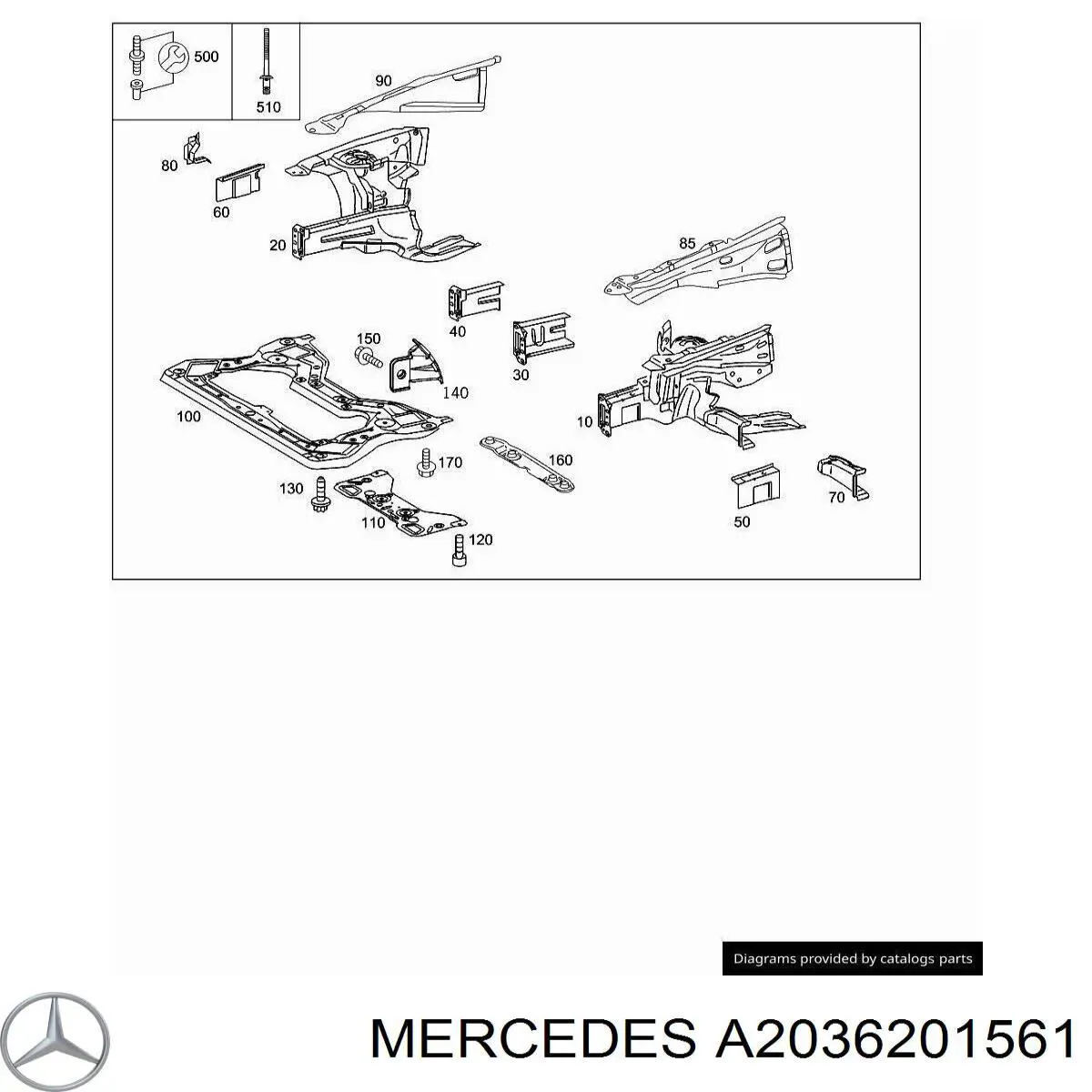  Larguero delantero izquierdo para Mercedes C W203