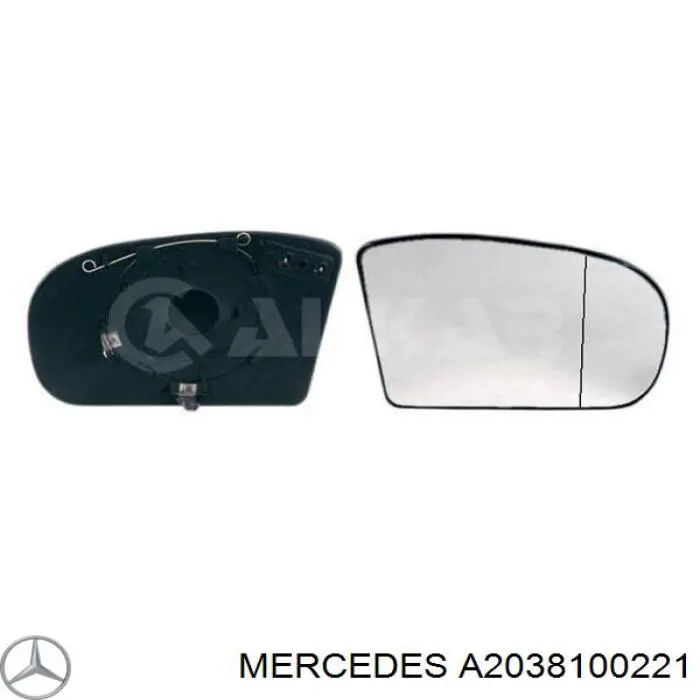 A2038100221 Mercedes cristal de espejo retrovisor exterior derecho