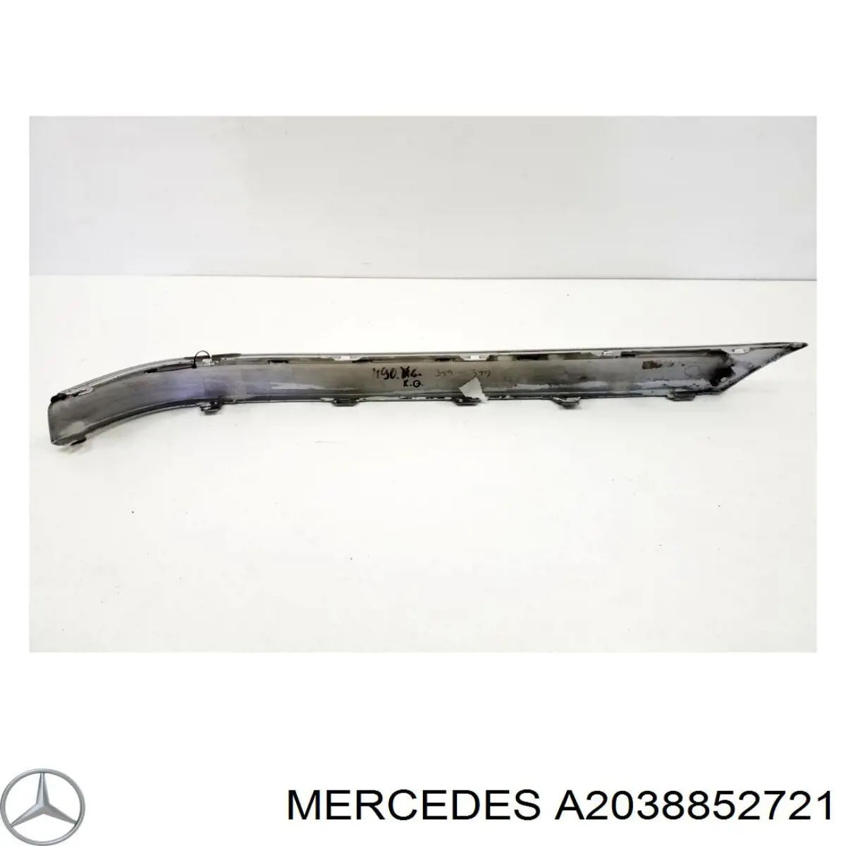 A2038852721 Mercedes listón embellecedor/protector, parachoques trasero izquierdo