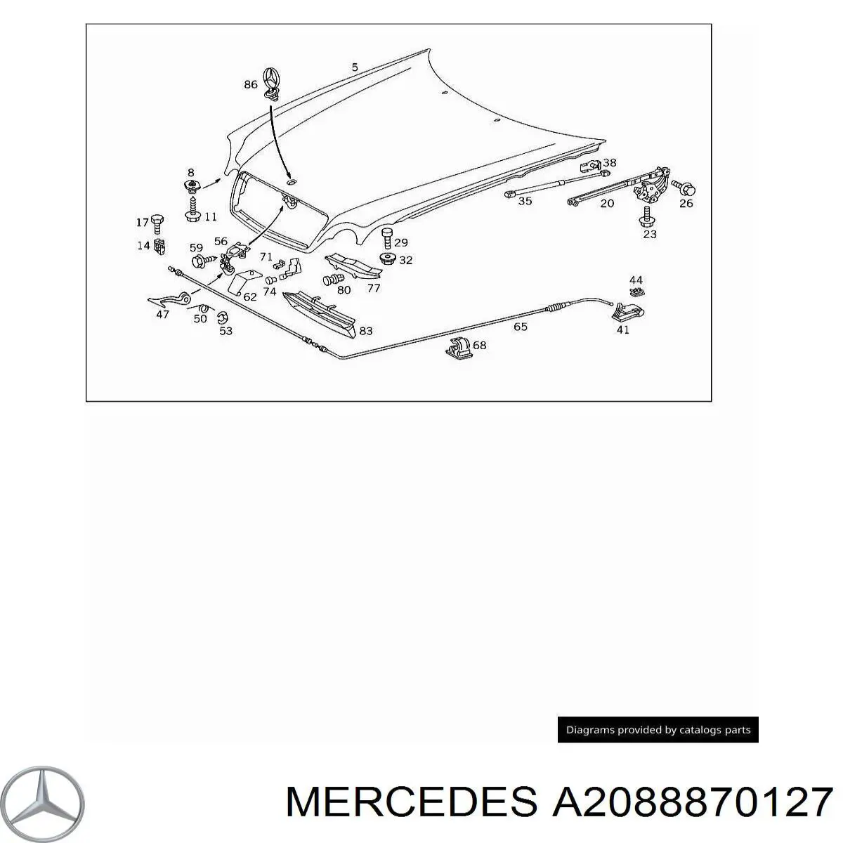  Lengüeta de liberación del capó para Mercedes CLK C208