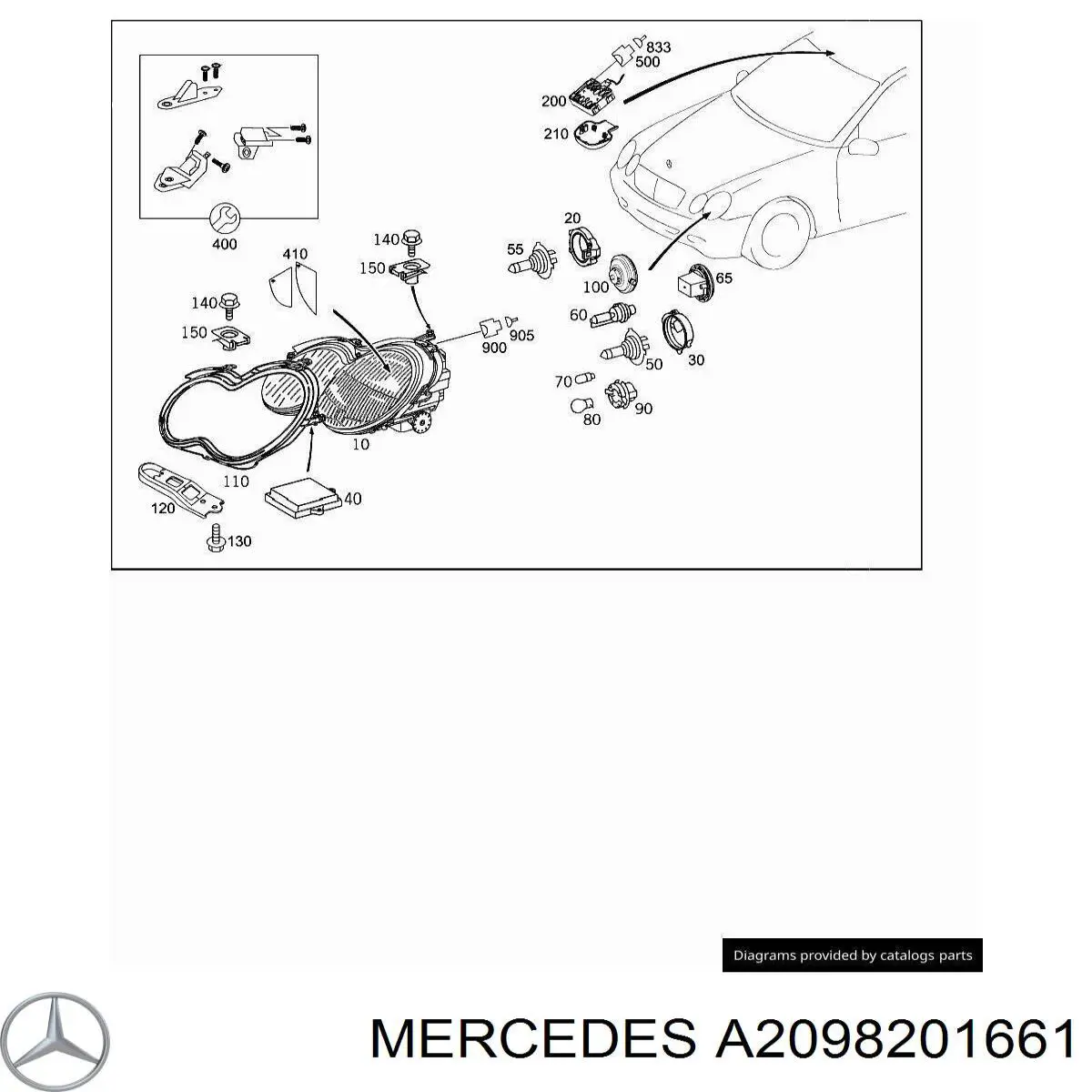 A2098201661 Mercedes faro derecho