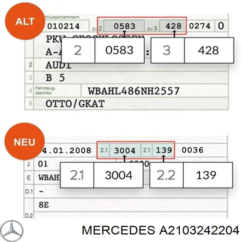 A 210 324 22 04 Mercedes muelle de suspensión eje trasero