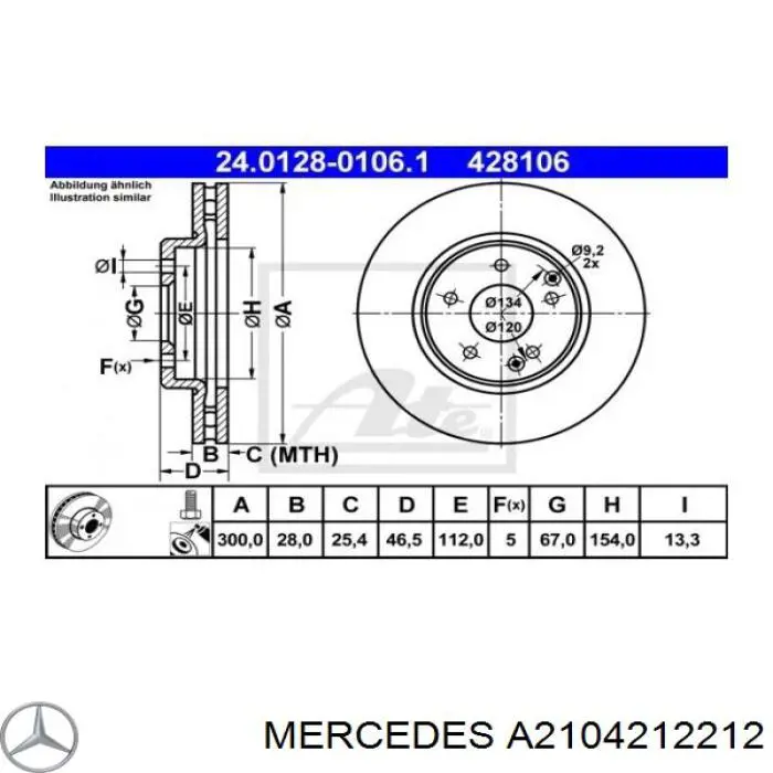 A2104212212 Mercedes freno de disco delantero