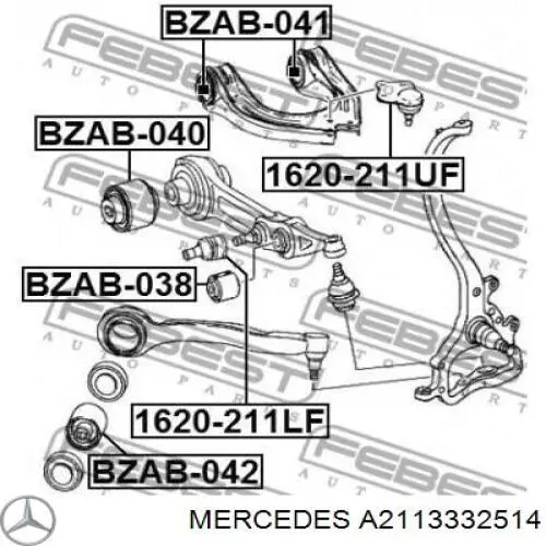 A2113332514 Mercedes silentblock de suspensión delantero inferior