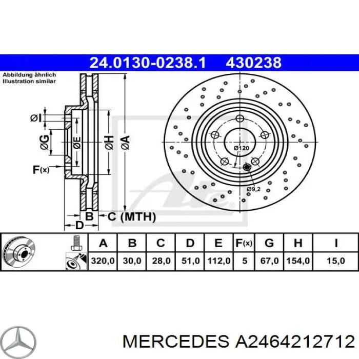 A2464212712 Mercedes freno de disco delantero