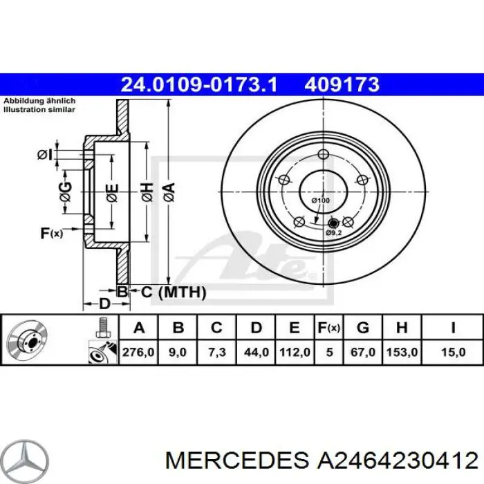 A2464230412 Mercedes disco de freno trasero