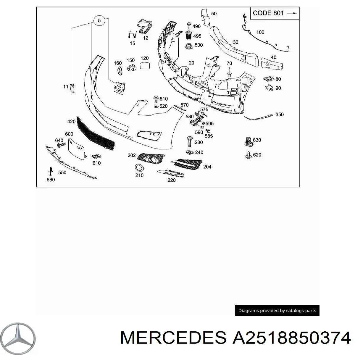  Embellecedor, faro antiniebla izquierdo para Mercedes R W251