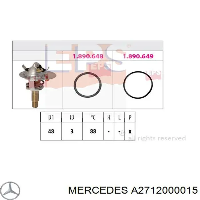 A2712000015 Mercedes termostato, refrigerante