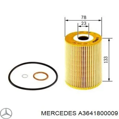 A3641800009 Mercedes filtro de aceite