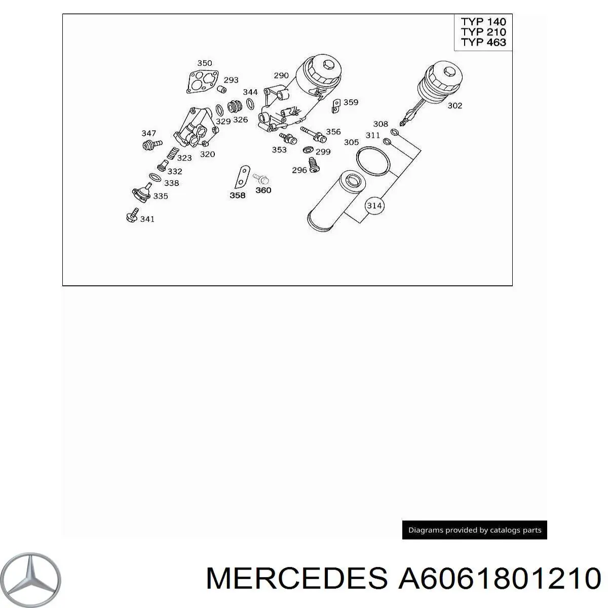 A6061801210 Mercedes caja, filtro de aceite