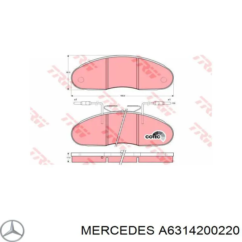 A6314200220 Mercedes pastillas de freno delanteras