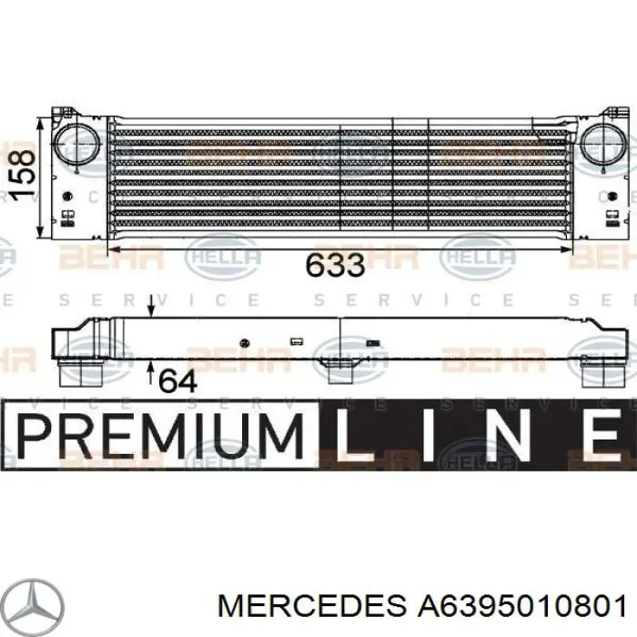 A6395010801 Mercedes radiador de aire de admisión