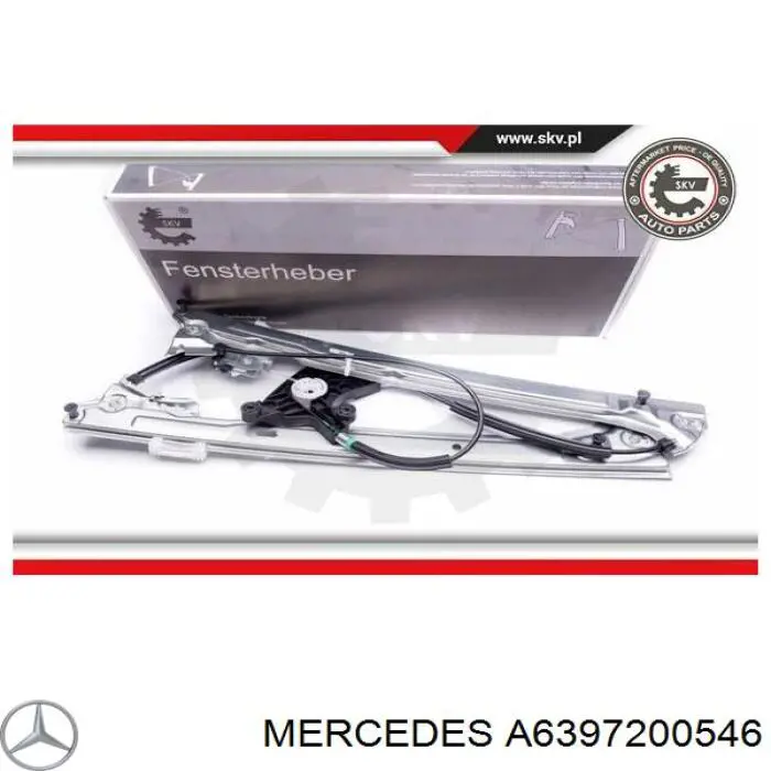 A6397200546 Mercedes mecanismo de elevalunas, puerta delantera derecha