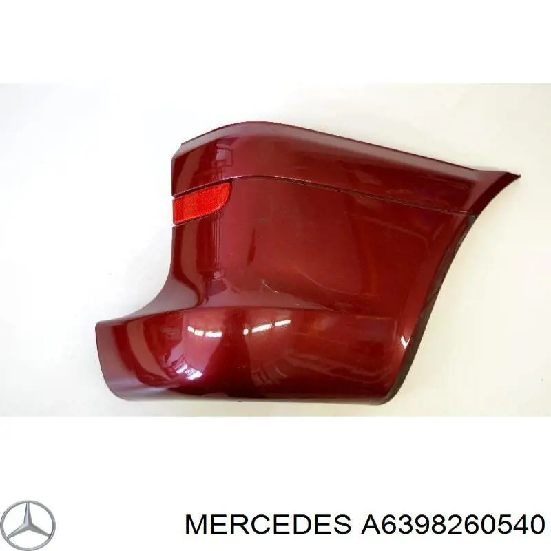 A6398260540 Mercedes reflector, parachoques trasero, derecho