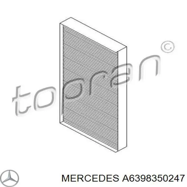 A6398350247 Mercedes filtro de habitáculo