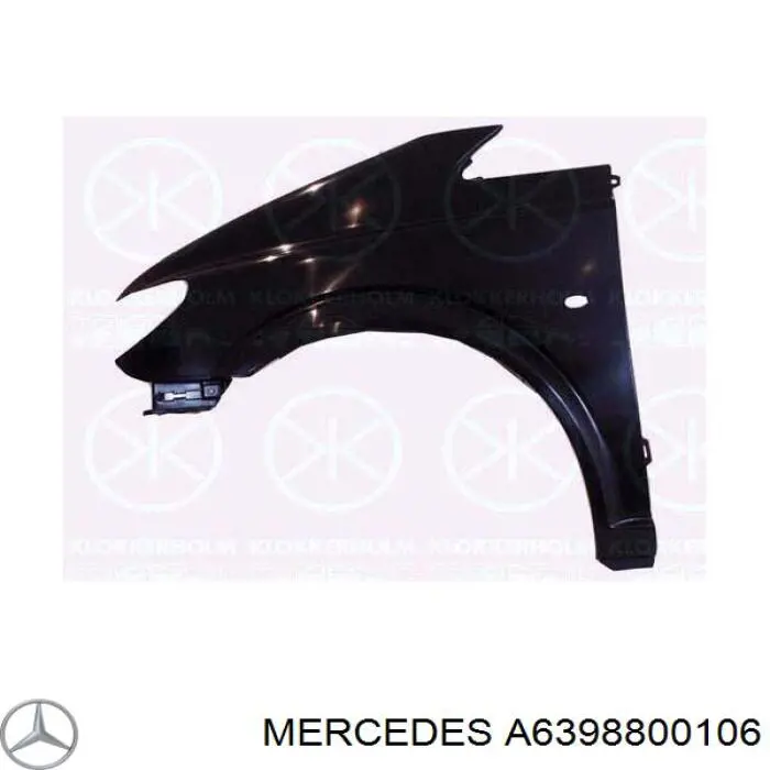 A6398800106 Mercedes guardabarros delantero derecho