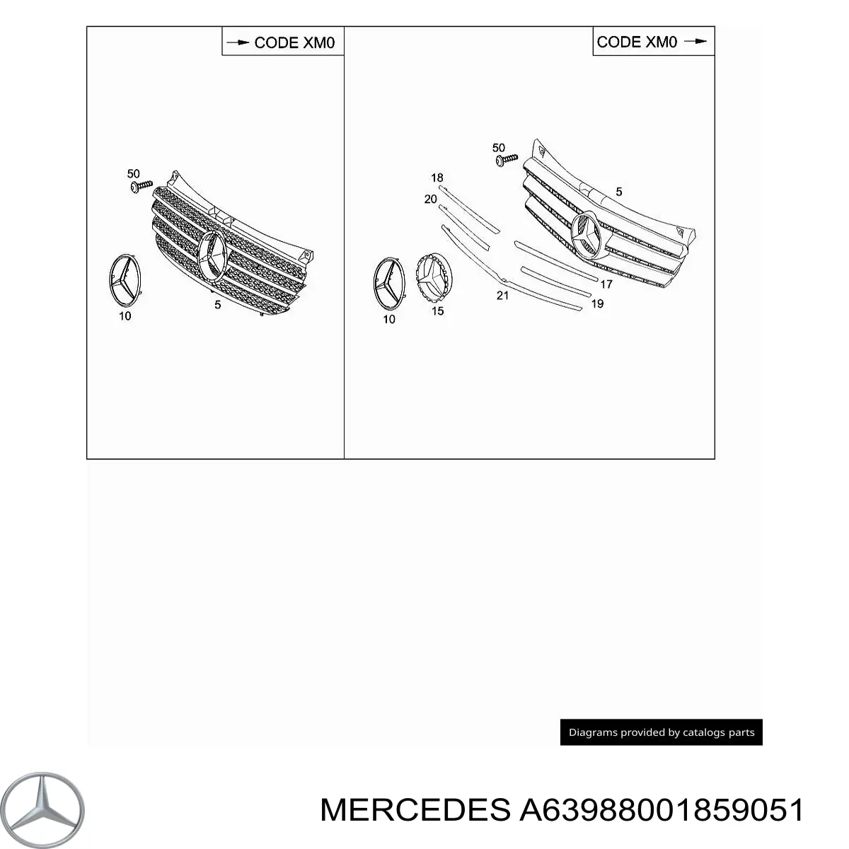 A63988001859051 Mercedes panal de radiador