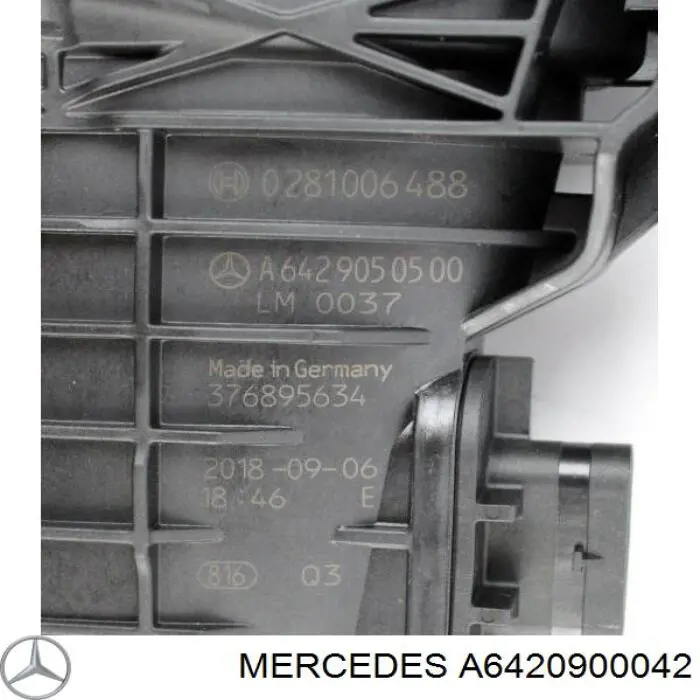 A6420900042 Mercedes sensor de flujo de aire/medidor de flujo (flujo de aire masibo)