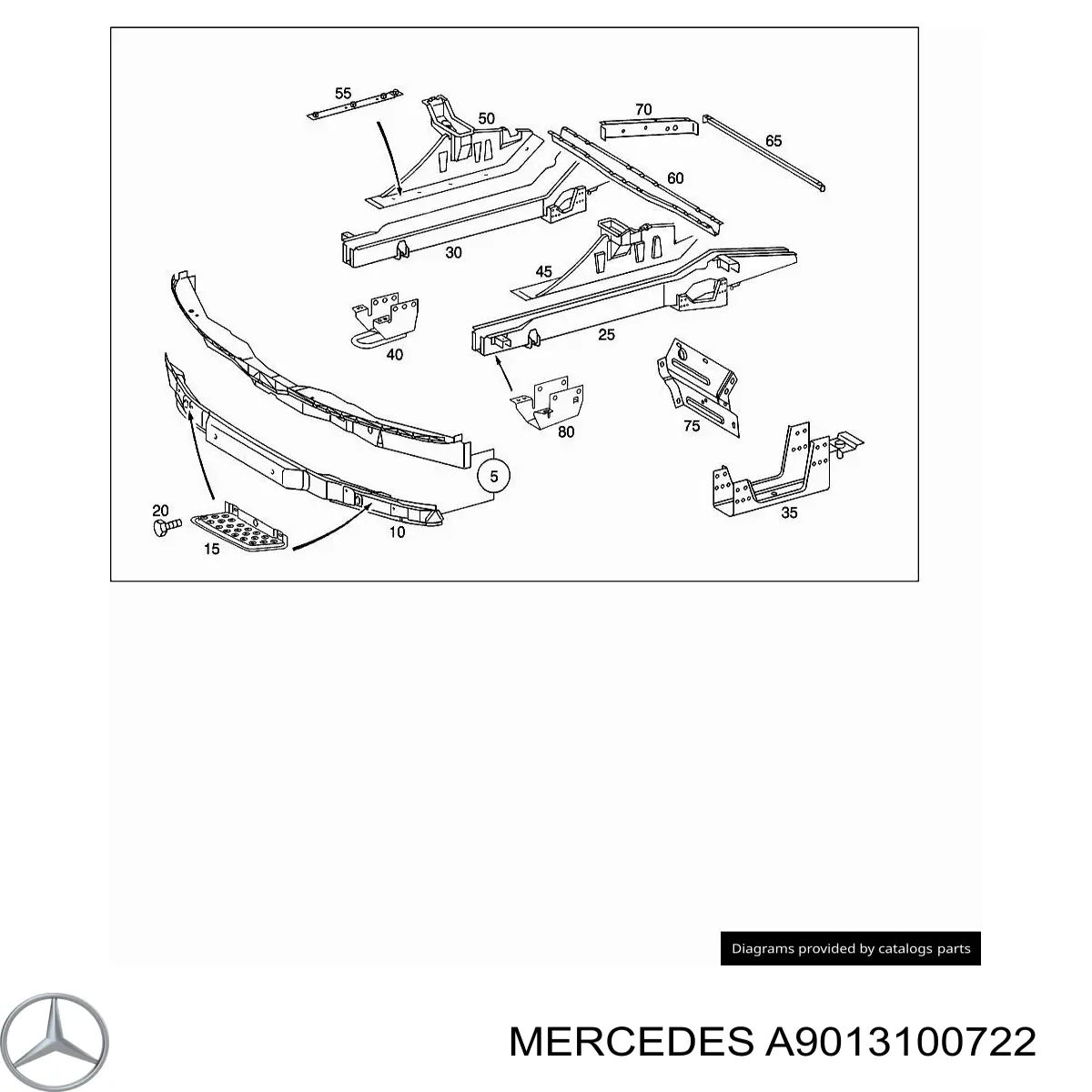 A9013100722 Mercedes refuerzo parachoque delantero