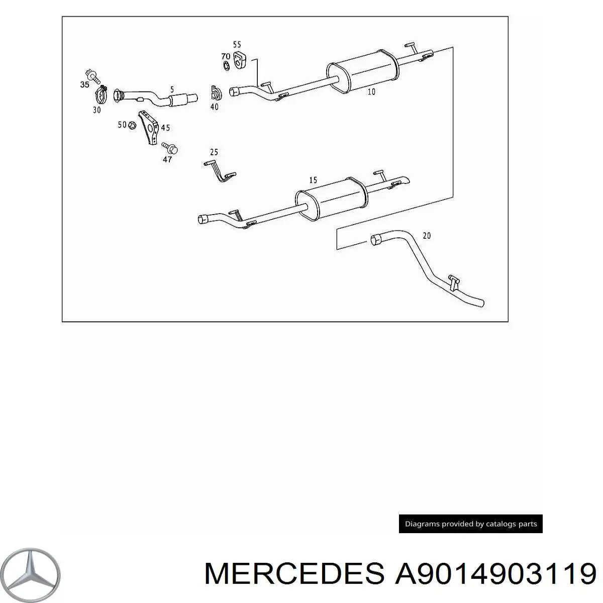 A9014903119 Mercedes silenciador del medio