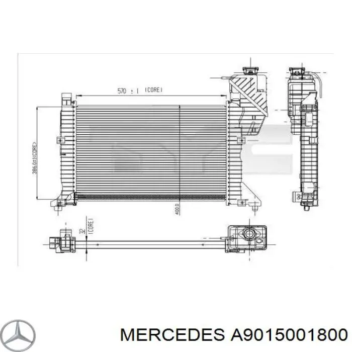 A9015001800 Mercedes radiador refrigeración del motor