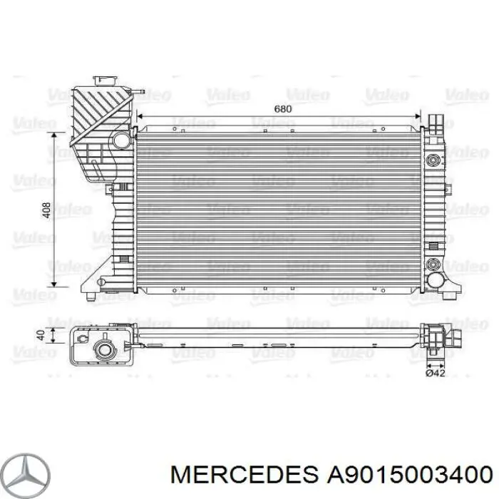 A9015003400 Mercedes radiador refrigeración del motor