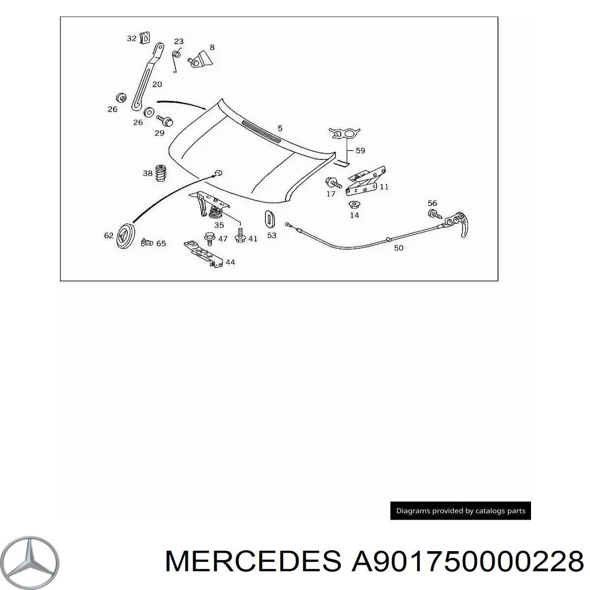 A901750000228 Mercedes capó del motor