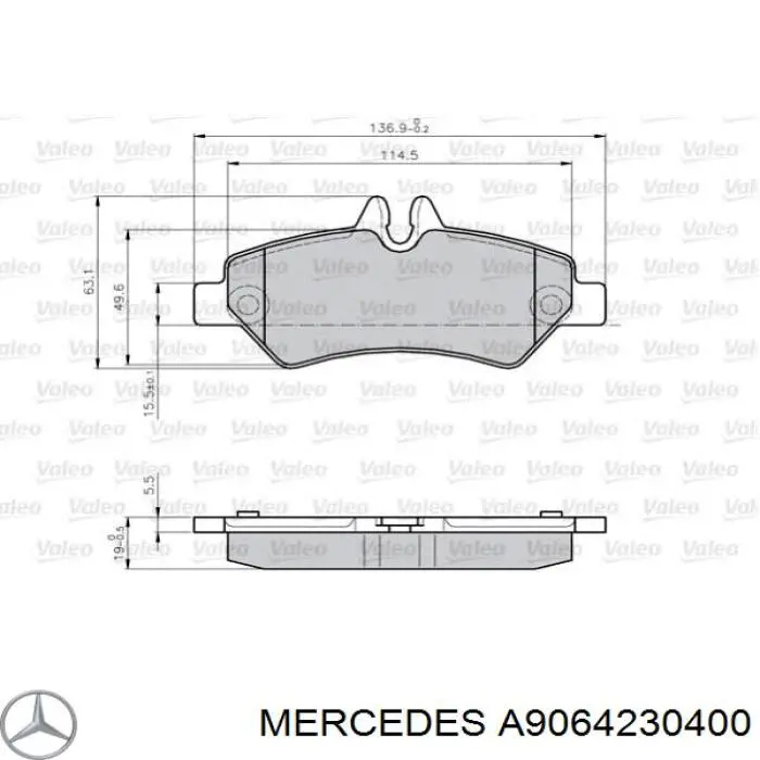 A9064230400 Mercedes pastillas de freno traseras