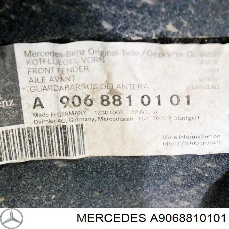  Guardabarros delantero izquierdo para Mercedes Sprinter 906