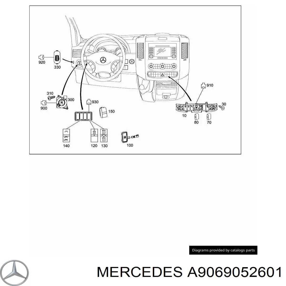 A9069052601 Mercedes interruptor de faros para "torpedo"