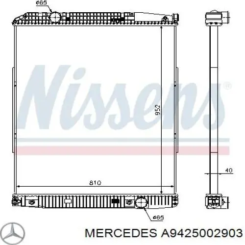 A9425002903 Mercedes radiador refrigeración del motor