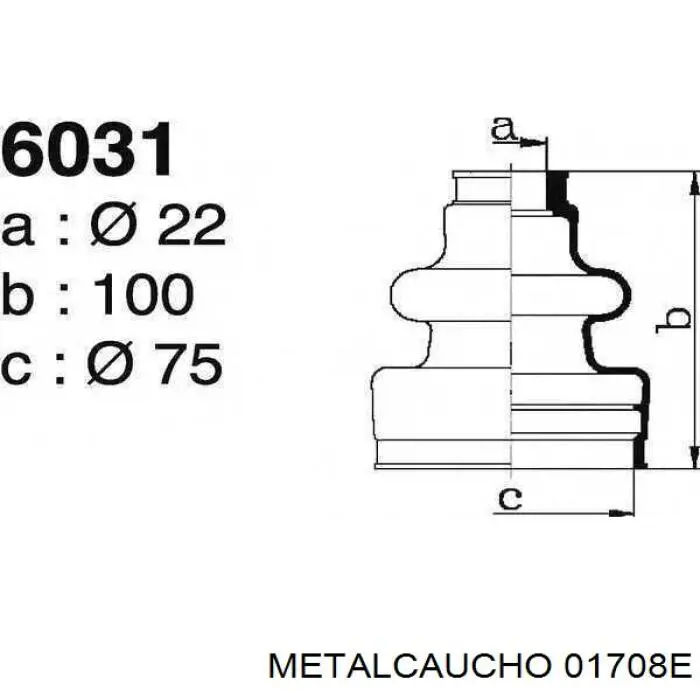 01708E Metalcaucho fuelle, árbol de transmisión delantero exterior