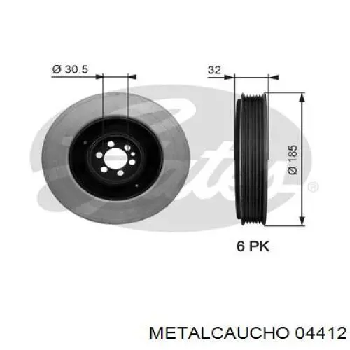 04412 Metalcaucho polea, cigüeñal