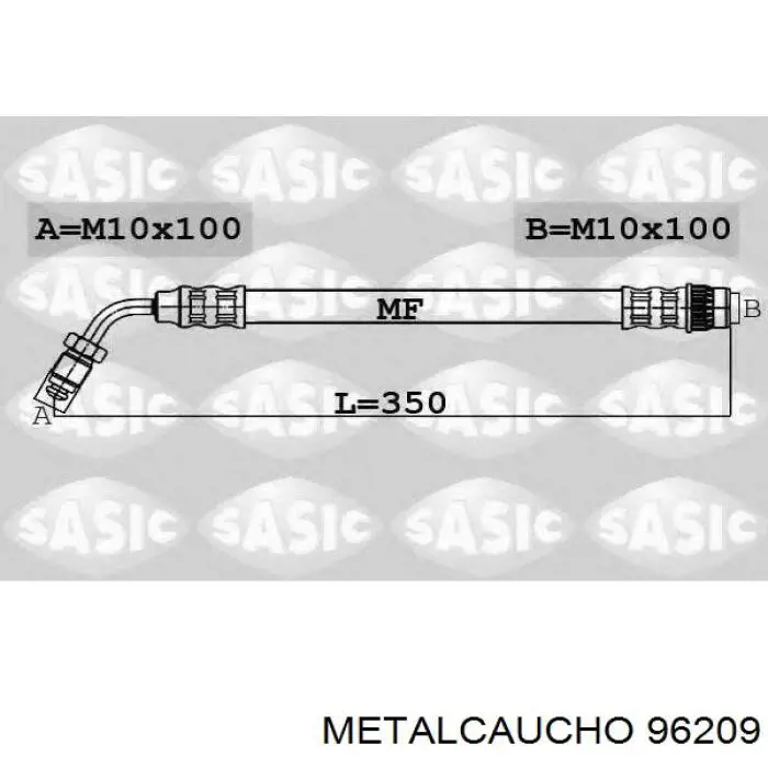 96209 Metalcaucho tubo flexible de frenos trasero