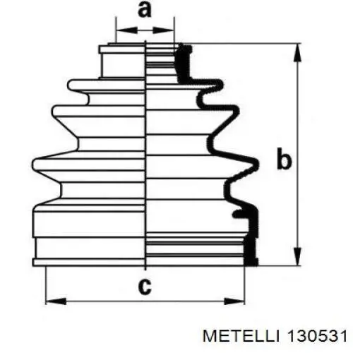 13-0531 Metelli fuelle, árbol de transmisión delantero exterior