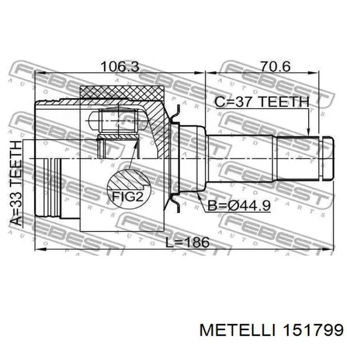 15-1799 Metelli junta homocinética exterior delantera