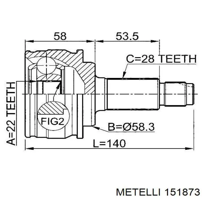 15-1873 Metelli junta homocinética exterior delantera