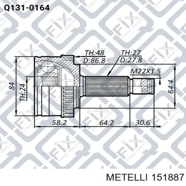 15-1887 Metelli junta homocinética exterior delantera