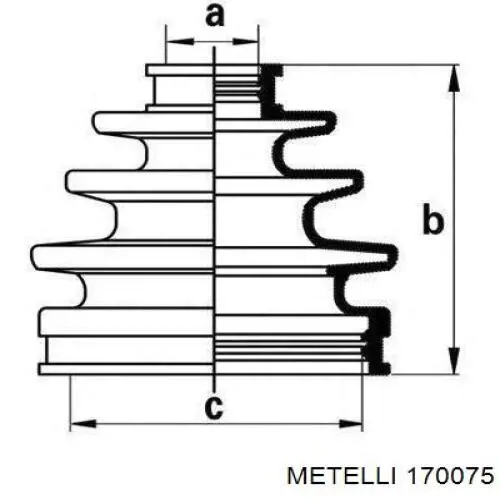 170075 Metelli árbol de transmisión delantero derecho